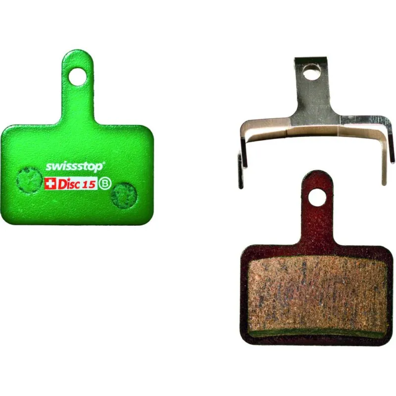 Heißes Angebot SwissStop 15 C Disc Bremsbeläge Grün - Organische Shimano Bremsbeläge mit hervorragender Bremsleistung