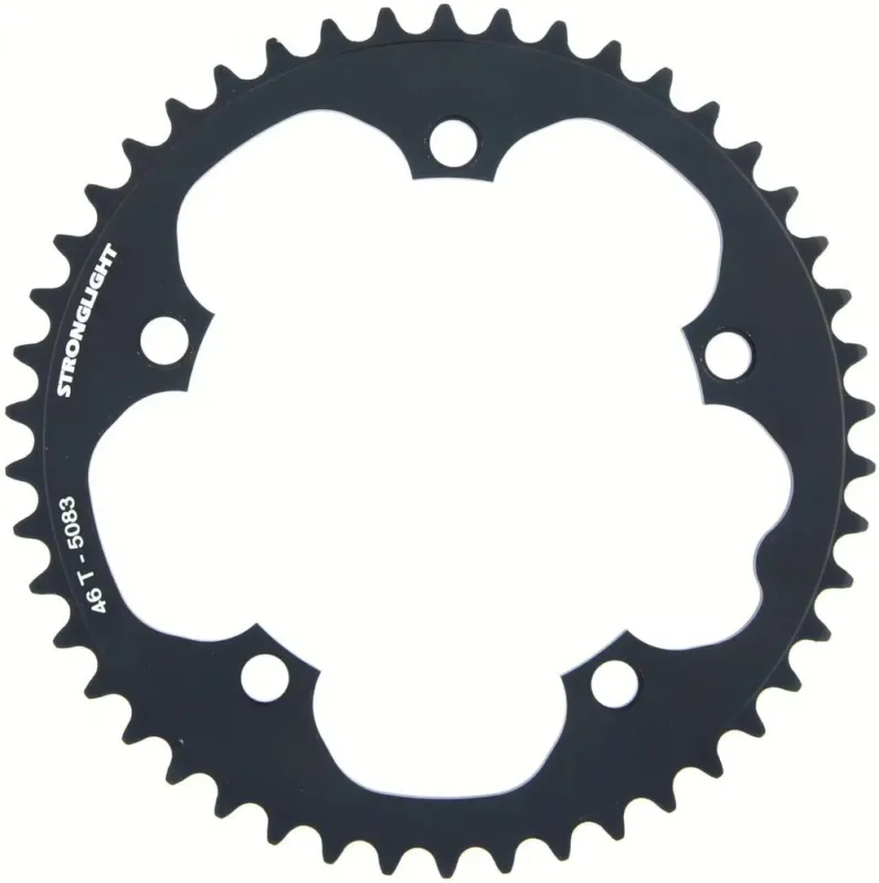 Begrenztes Angebot Stronglight Rennrad-Kettenblatt LK 130 Millimeter 46 Zähne 5-Arm Aluminium 9-10-fach schwarz silber