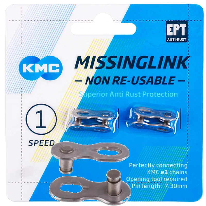 KMC e1/e8 NR EPT 8-fach Missing Link Kettenverschluss silber - Schnellverschluss für E-Bike Ketten - Kettenverschlussglied Meistverkauft