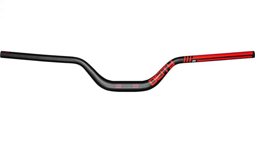 DEITY Highside 35 mm Lenker, 800 mm breit, 80 mm Rise, 9° Backsweep, 5° Upsweep, schwarz-rot, für DJ/Slopestyle, 323 g, langlebig, kompatibel mit Ø35 mm Vorbauten Jetzt Kaufen