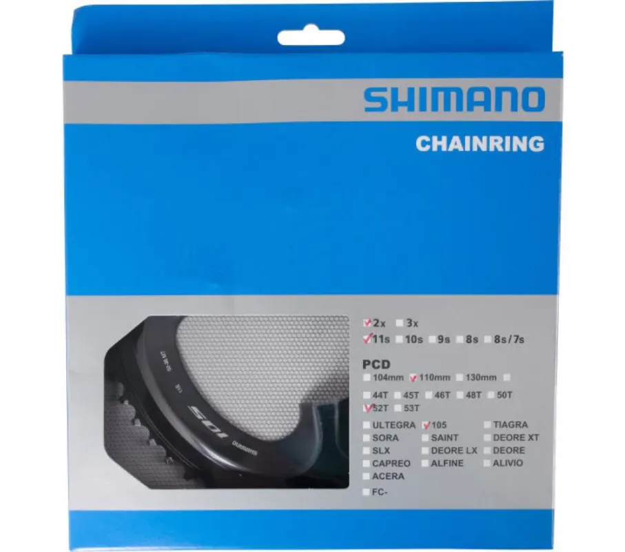 SHIMANO Kettenblatt 105 FC-R7000 52 Zähne Schwarz - präzise Schaltperformance für Rennräder Knallerangebot