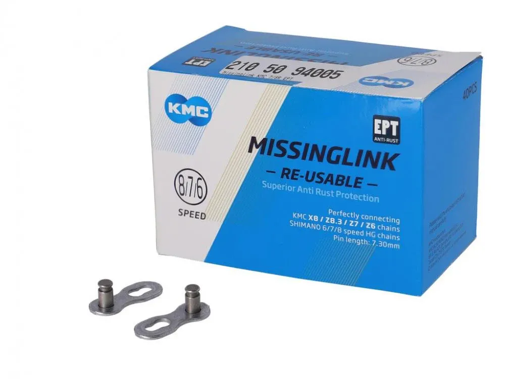 Finale Aktion KMC MissingLink 7/8R EPT silber - Kettenschloss für 7/8-fach Ketten - 40 Stück WE-Verpackung - Kettenzubehör