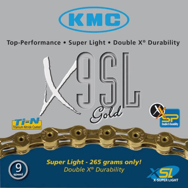 Solange Der Vorrat Reicht KMC X9SL Schaltungskette 9-fach 1/2" x 11/128" Grau - Titan-Nitrid, 114 Glieder, 237 g