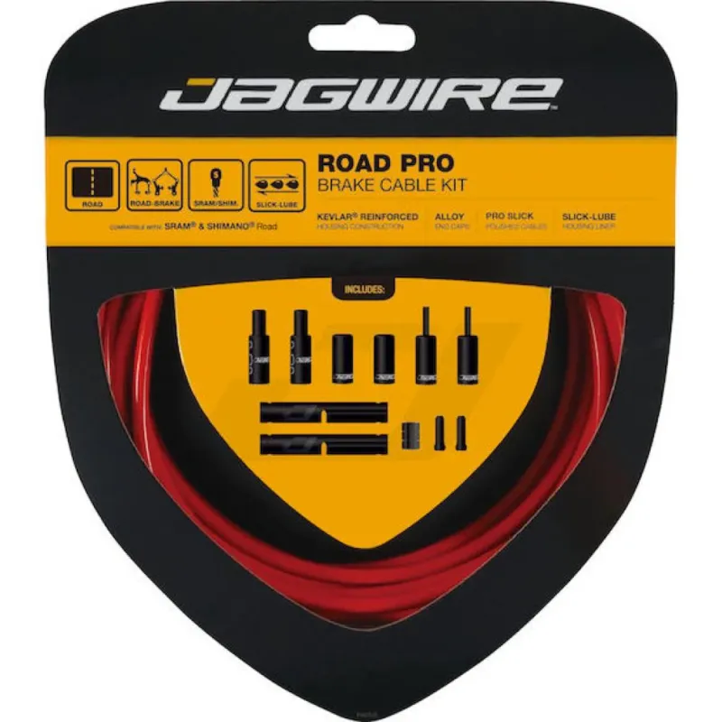 Gratis Versand Jagwire Road Pro Bremszugset Kevlar-verstärkt Rot - Premium Bremsleistung für Rennräder