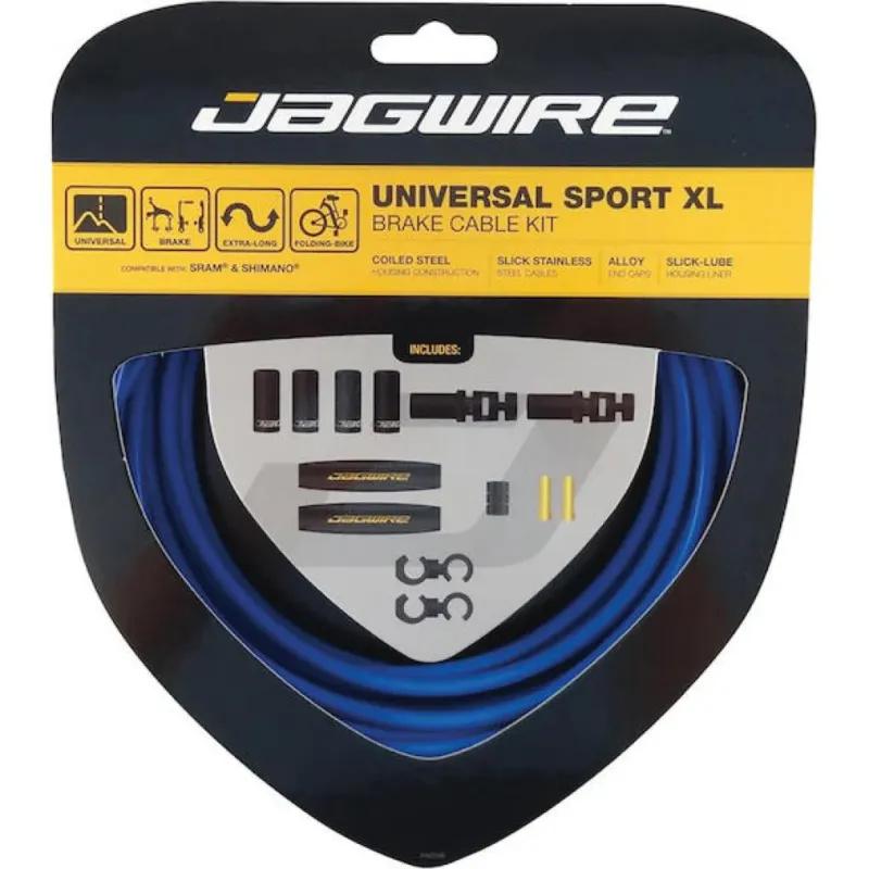 Jagwire Bremszugset Universal Sport XL SID-Blau - Edelstahl-Innenzüge mit Slick-Lube Aktuell