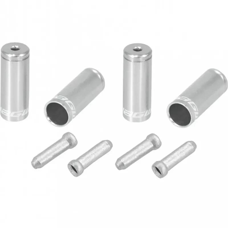 Jagwire Endkappen Combo-Kit CHA011 - 4/5 mm Endkappen für Schalt- & Bremssysteme Silber Highlight