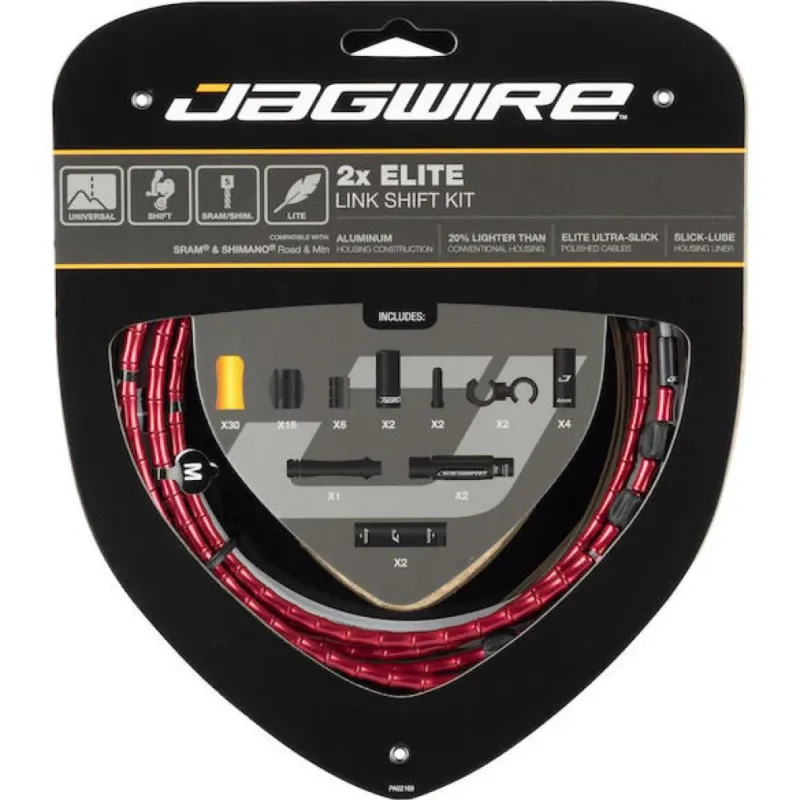 Direktkauf Jagwire Elite Link 2x Schaltzugset Road & Mountain - Kompressionsfreie Schaltperformance in Rot