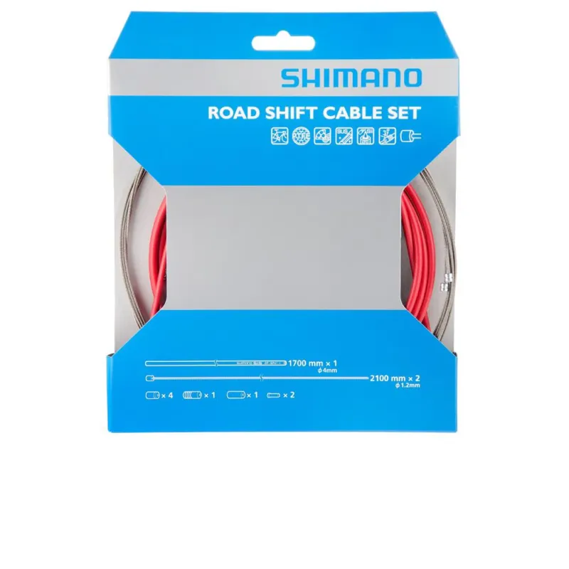 Shimano Race Schaltzugset rot Y60098014 - Präzise Schaltperformance für Rennrad & Race-Bikes Kostenfreie Lieferung