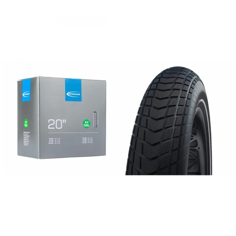 Schwalbe 1x Reifen Set Super Moto-X 20x4.00" (100-406) + 1x Fahrradschlauch Nr. 7XXL 20" AV40 Letzte Chance