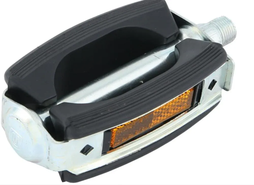 Nur Heute Union Pedal Sport SP-689 - Fahrradpedale 9/16 Zoll, 118 x 63 Millimeter, Stahl verzinkt, PVC-Käfig, Kugellager, Reflektoren, schwarz-silber