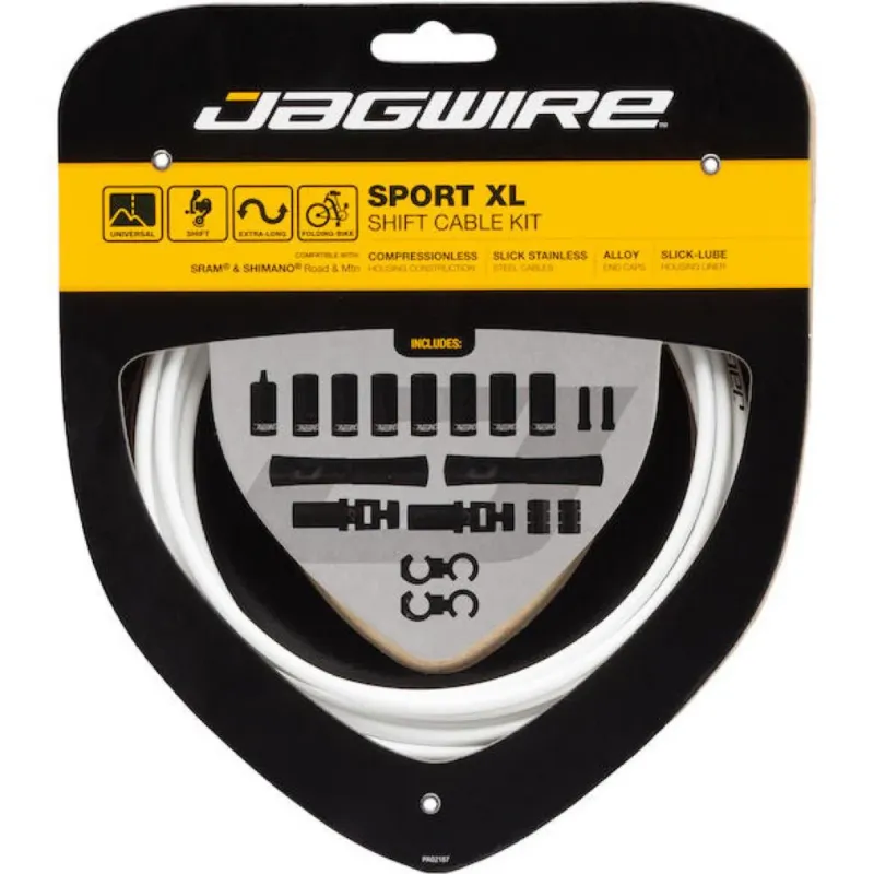 Super-Preis Jagwire Schaltzugset Road & Mountain Sport XL Weiß - Universal für Falträder & Tandems