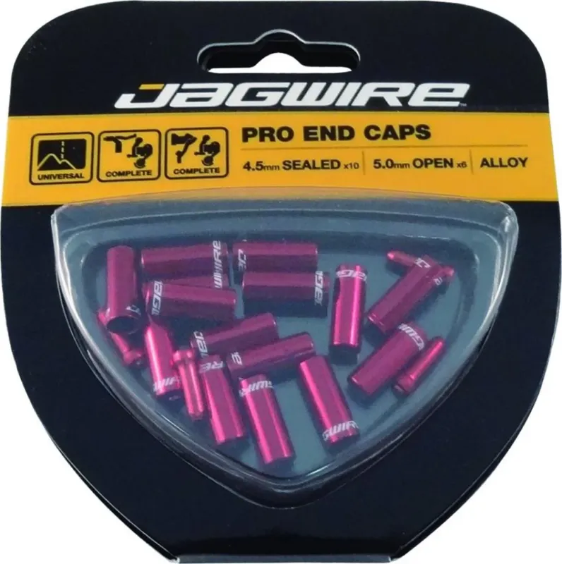 Jagwire Endkappenset Universal Pro 4 und 5 mm Rot - Gedichtete und offene Fahrrad-Endkappen Preisknaller