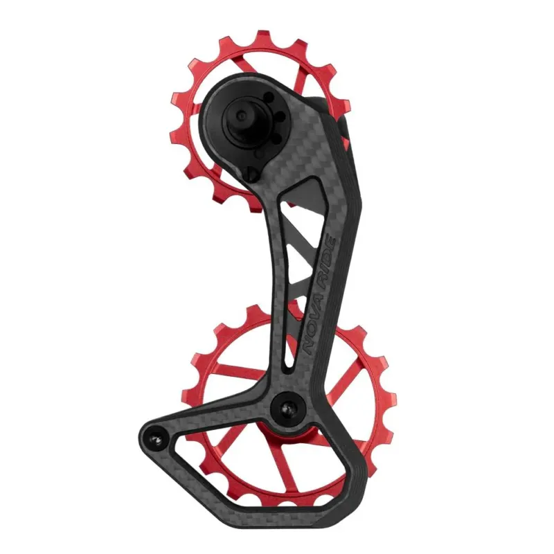 Zertifiziert Nova Ride CCD EVO 12s Oversized Schaltwerkskäfig - Carbon, 234 g, Rot