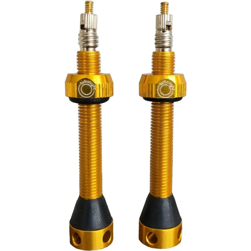 Tubolight Tubeless-Ventile Aluminium gold 50 mm Gold - zuverlässiger Luftdurchlass für Tubeless-Systeme Gratis Versand