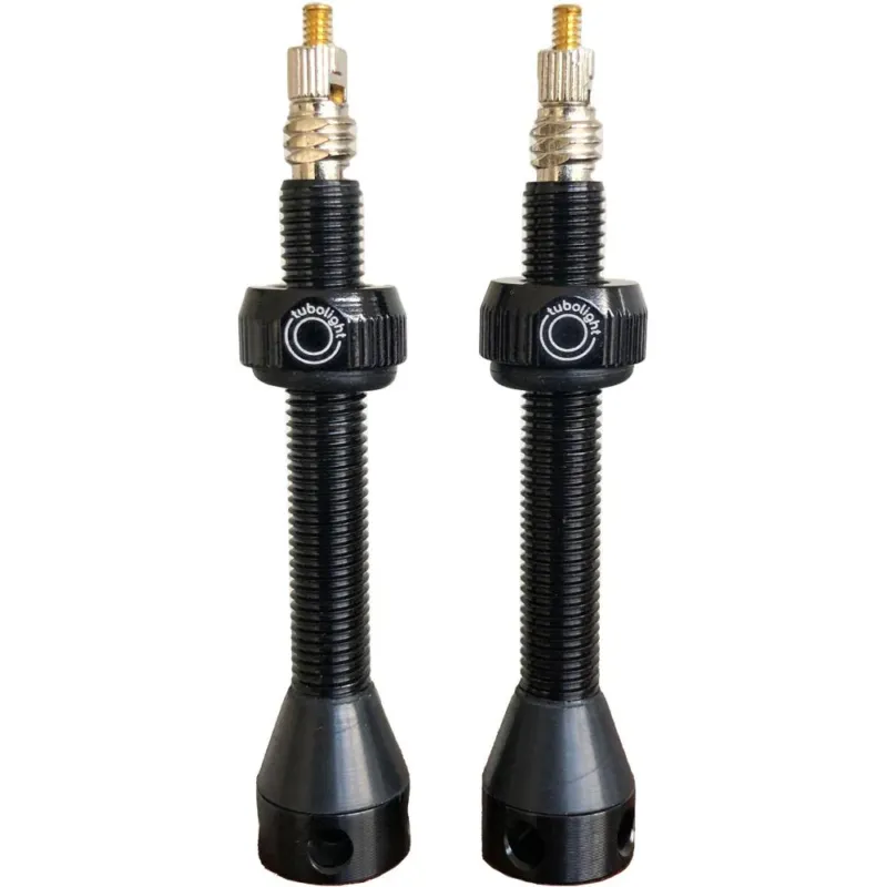 Tubolight Tubeless-Ventile Aluminium schwarz 50 mm Schwarz - zuverlässiger Luftdurchlass für Tubeless-Setups Versand Am Gleichen Tag