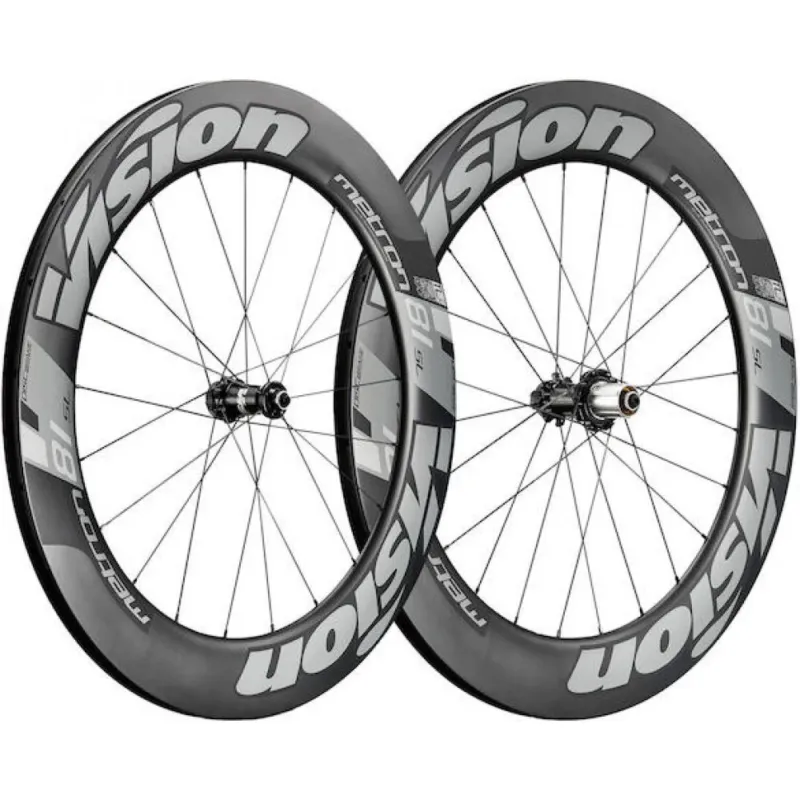 Bestpreis Vision Laufradsatz Metron 81 SL Disc Tubular 622x24,8 mm Schwarz/grau - aerodynamischer High-Speed-Carbonradsatz