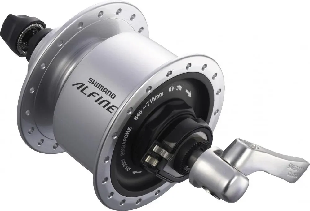 Bestpreis SHIMANO Nabendynamo ALFINE DH-S501 - 6V/3W, 32 Loch, Center-Lock, Silber