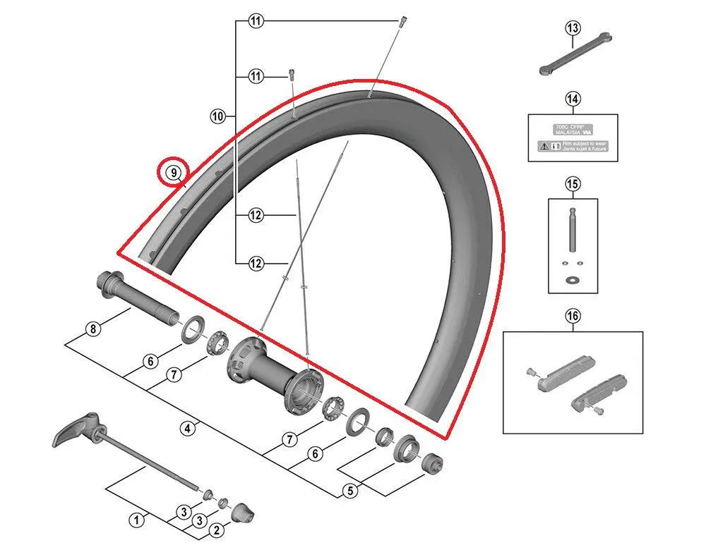 SHIMANO RIM WH-R9200-C50-TU Front ? 16H Tubular Felge 28" für Rennrad Markenware