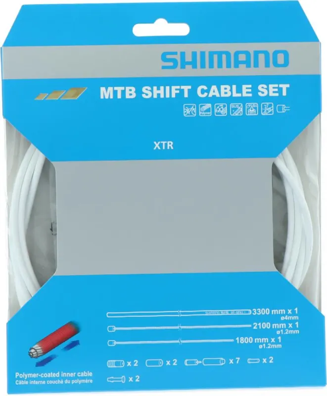Kracherpreis SHIMANO Schaltzug-Set MTB XTR polymerbeschichtet - 3300 mm, Weiß