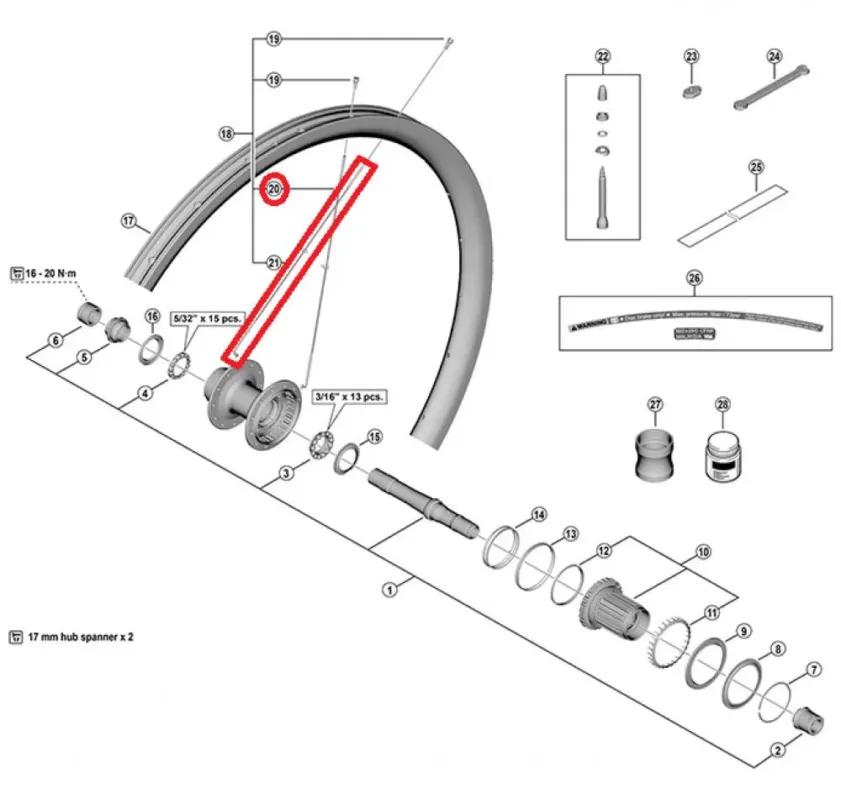 Finale Aktion SHIMANO WH-RX880-TL-R12 Speiche Speiche - 279 mm