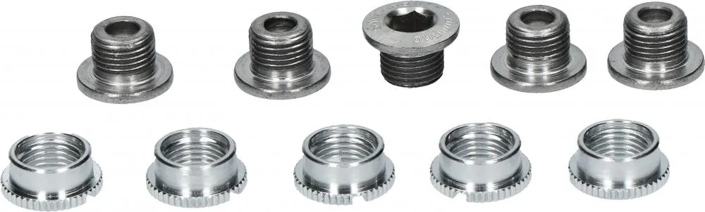SHIMANO Kettenblattschrauben +Mutter 5 - Set für Kettenblattbefestigung, ca. 20 g Neue Kollektion