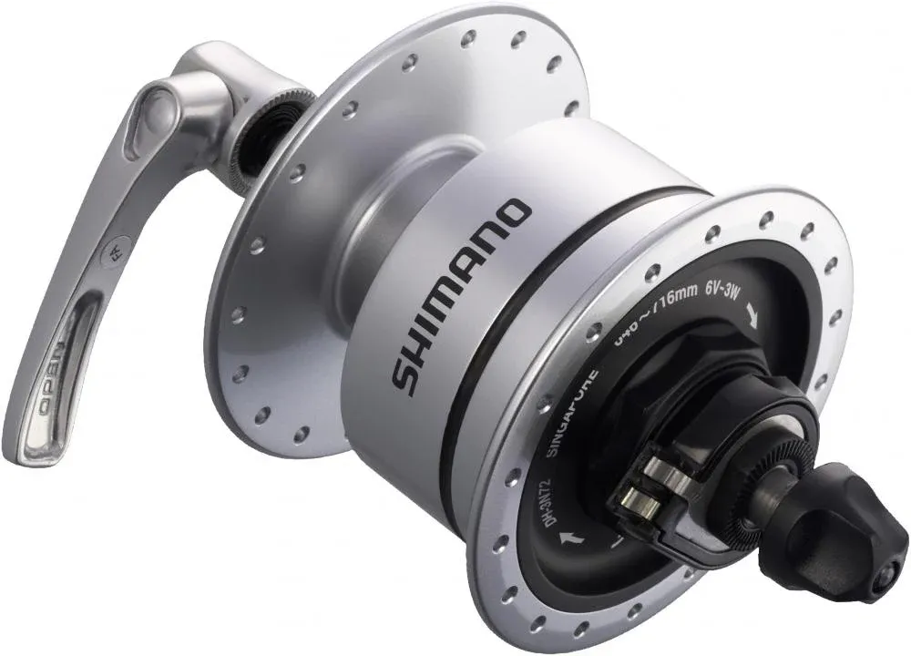Abverkauf SHIMANO Nabendynamo DH-3D72 - 6V/3W, 32 Loch, Center-Lock, Silber