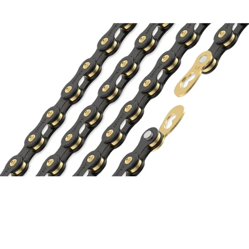 Connex 12sB Fahrradkette 12-fach 126 Glieder Schwarz/Gold mit Kettenschloss Heißes Angebot