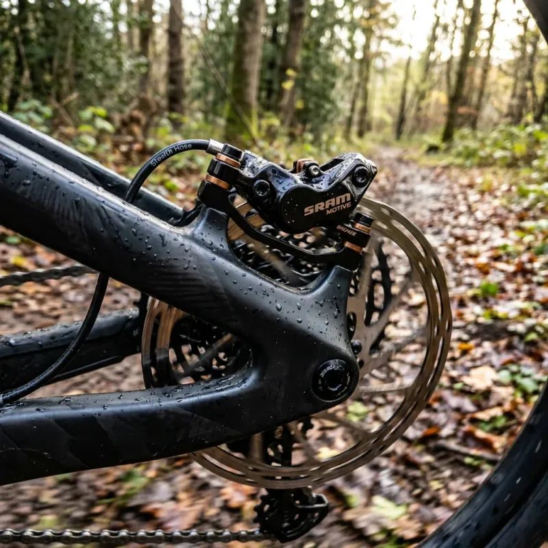 Ausverkauf SRAM Motive Bronze hinten (Stealth Hose) - kraftvolle 4-Kolben-Scheibenbremse für XC & Trail