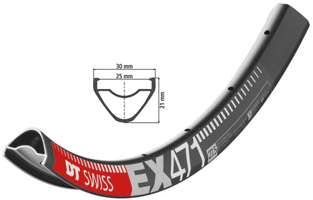 Preisreduziert DT Swiss Felge EX 471 27,5" 32 Loch Schwarz - robuste Enduro-Felge für harte Trails