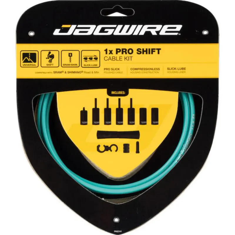 Preisreduziert Jagwire Schaltzugset Road & Mountain Pro 1x Bianchi Celeste - präzise Schaltperformance