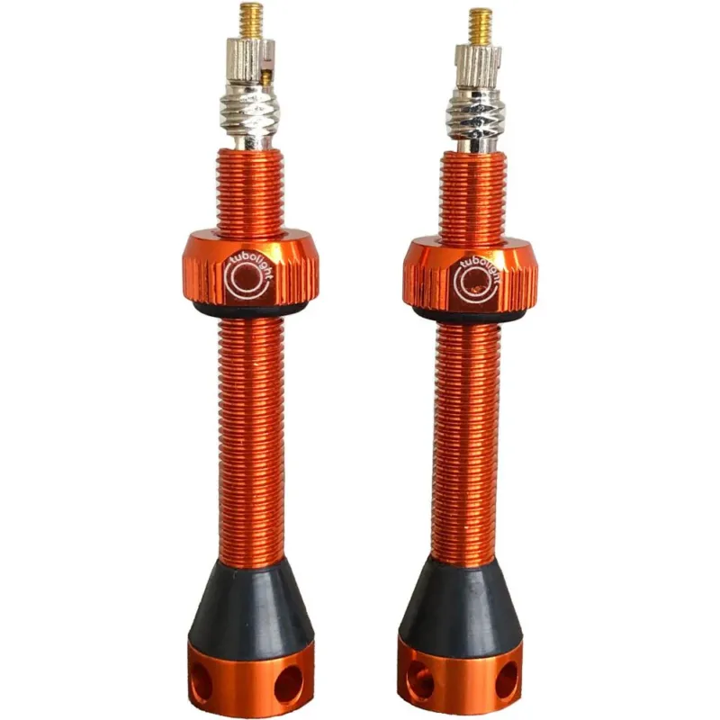 Ausverkauf Tubolight Tubeless-Ventile Aluminium orange 50 mm Orange - verstopfungssichere Luftzufuhr