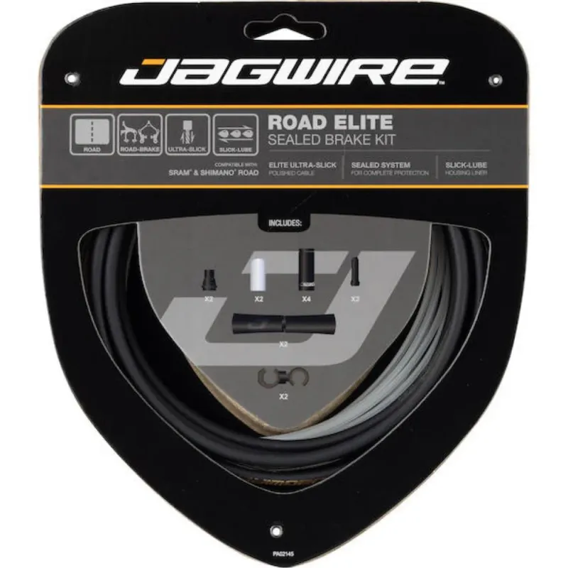 Kostenfreie Lieferung Jagwire Bremszugset Road Elite Sealed Standardlänge Stealth Black - maximale Brems-Performance