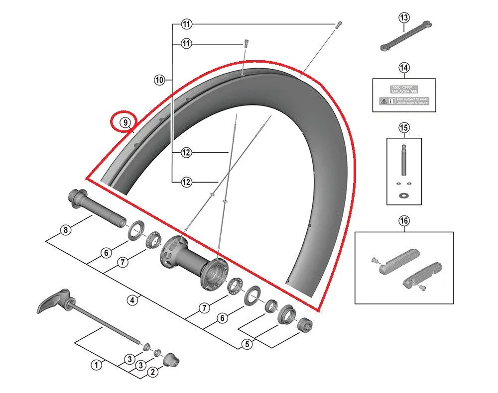 Markenprodukt SHIMANO RIM FOR COMPLETE WHEEL WH-R9200-C60-F ? 16H Tubular Felge vorne