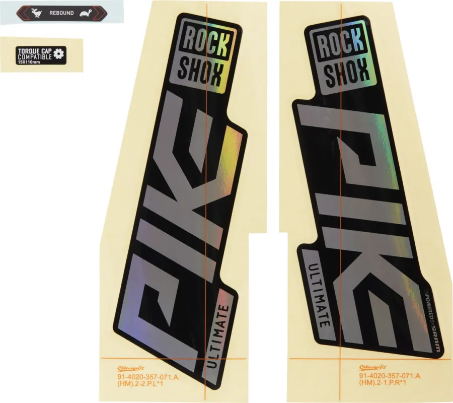 Beliebt RockShox Aufklebersatz für Pike Ultimate Modell 2021 - gloss black-gloss rainbow foil