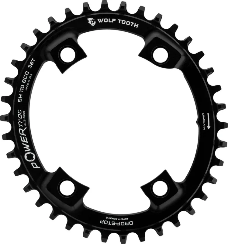 Wolf Tooth Components Elliptical 110 BCD Asymmetric 4-Arm Kettenblatt für Shimano - black | 42 Z Wochenendangebot
