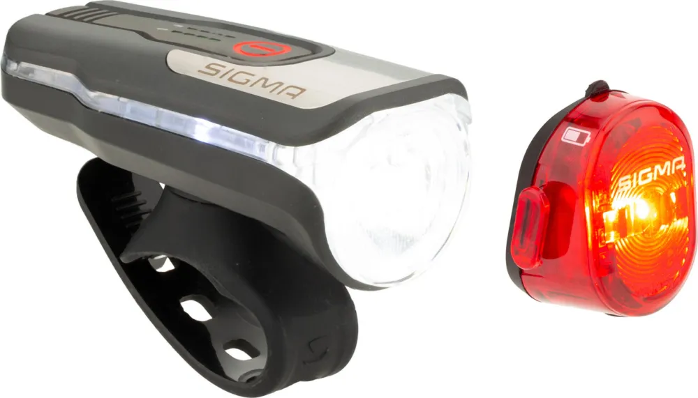 Sigma Aura 80 Frontlicht + Nugget II Rücklicht LED Beleuchtungsset m. StVZO - schwarz Beliebt
