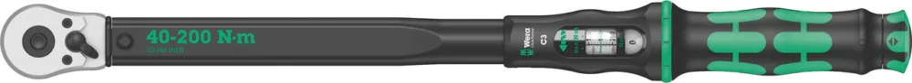 Wera Click-Torque C 3 Drehmomentschlüssel mit Umschaltratsche - schwarz-grün | 40 - 200 Nm Abverkauf
