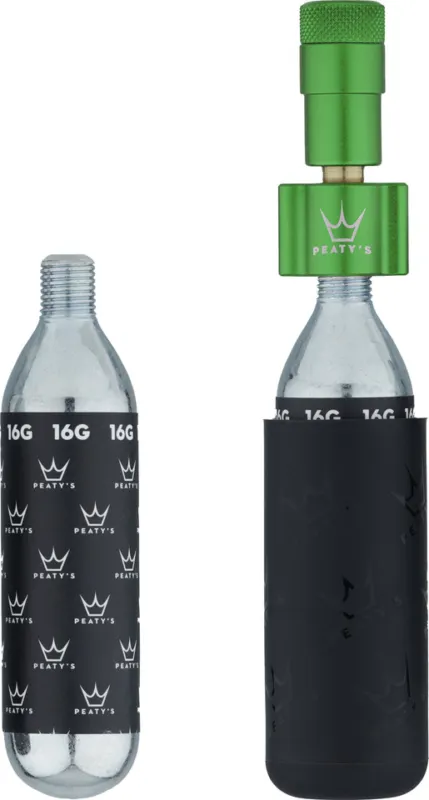 Jetzt Kaufen Peaty's Holeshot CO2 Tyre Inflator Kit CO2-Kartuschenpumpe + 16 g Kartusche - emerald