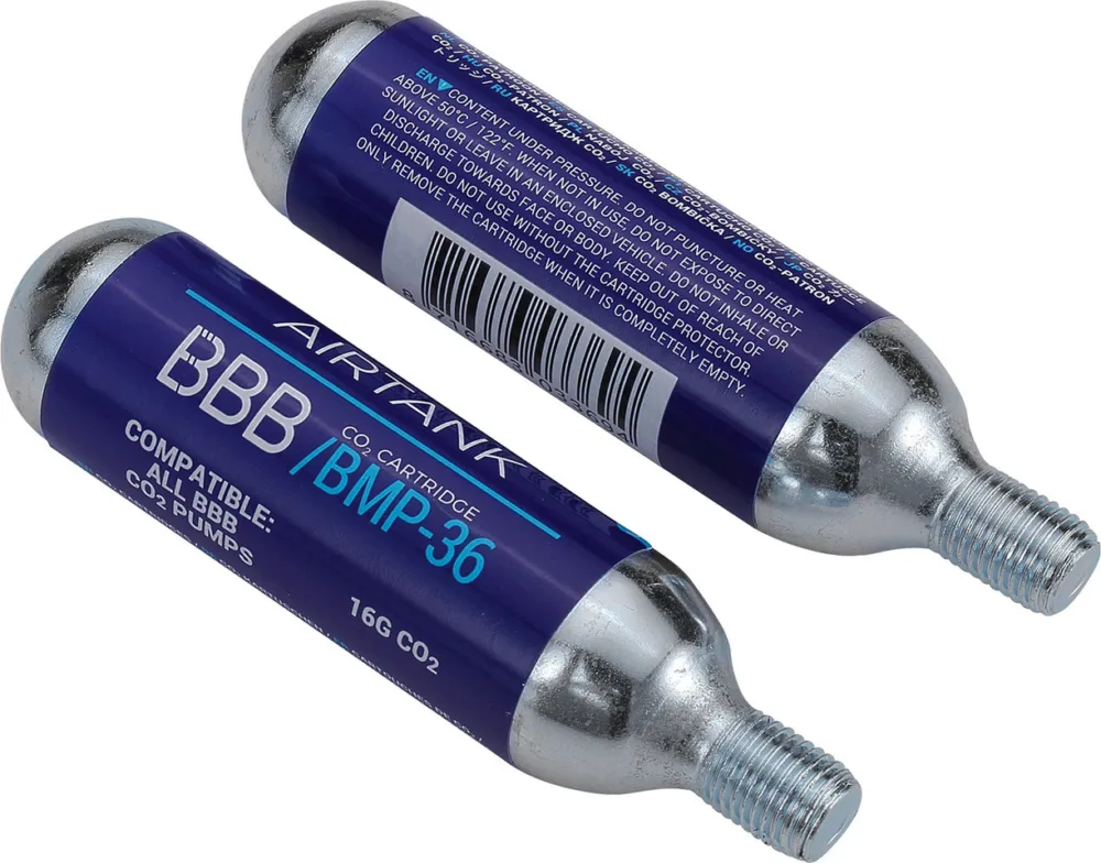 Neue Ware BBB AirTanks BMP-35 CO2 Ersatzkartuschen mit Gewinde 16 g - 2 Stück - Messing