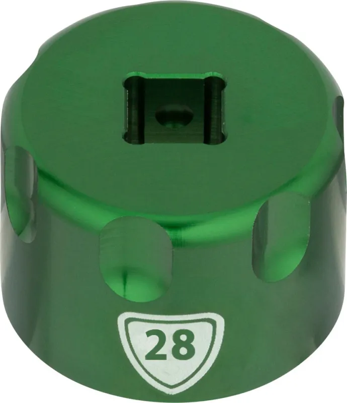 Schneller Versand Abbey Bike Tools Suspension Top Cap Socket Aufsatz - green | 28 mm