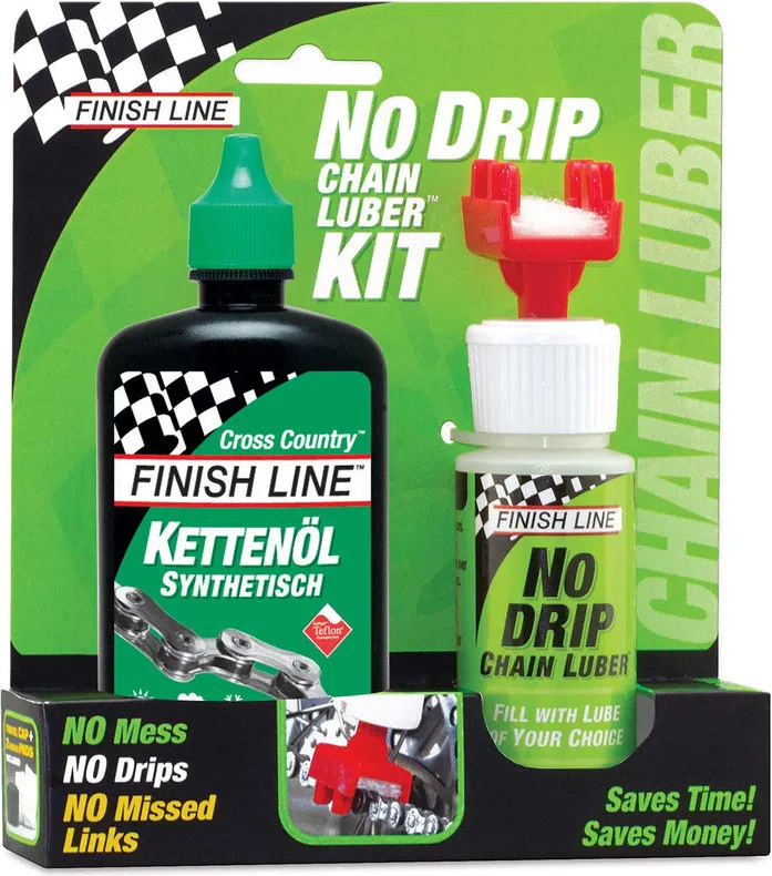 Finish Line No Drip Chain Luber Kit mit Cross Country Kettenöl - universal Preis Gesenkt