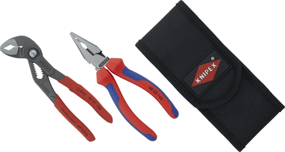 Preisreduziert Knipex Zangenset Cobra und Spitz-Kombizange in Werkzeuggürteltasche - universal