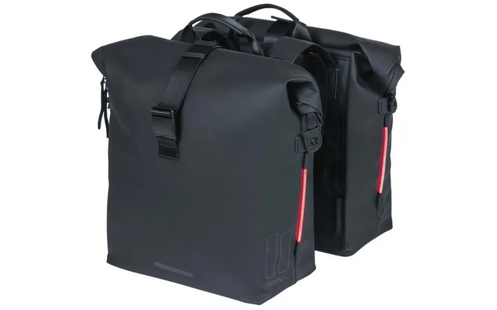 Basil Doppelpacktasche SoHo Nordlicht, 31x13x37cm, 41ltr - Schwarz Sonderaktion
