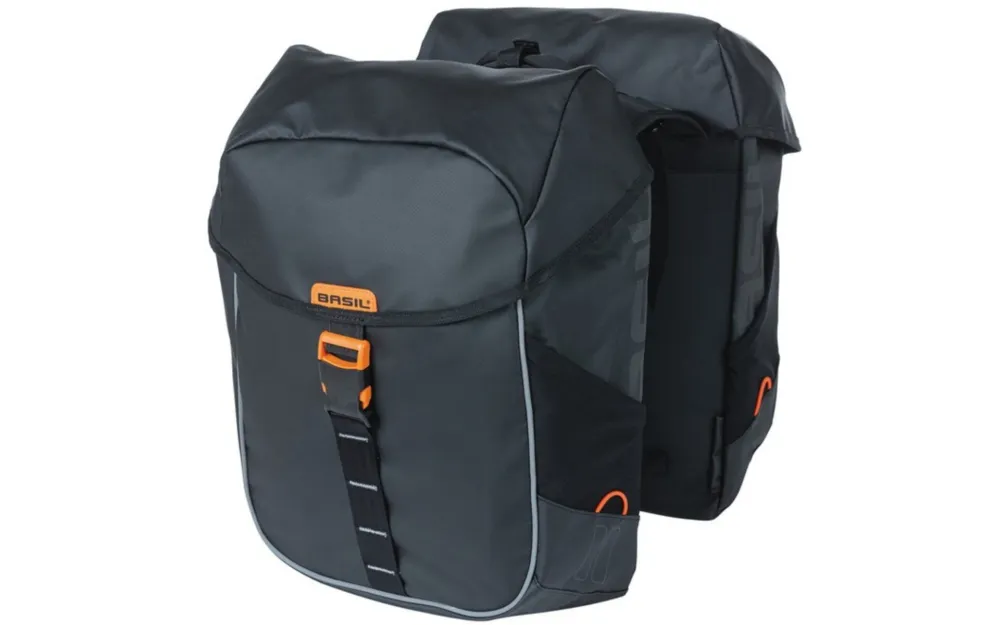 Preisknaller Basil Doppelpacktasche Miles Tarpaulin schwarz/orange, 34x16x43cm, 34ltr