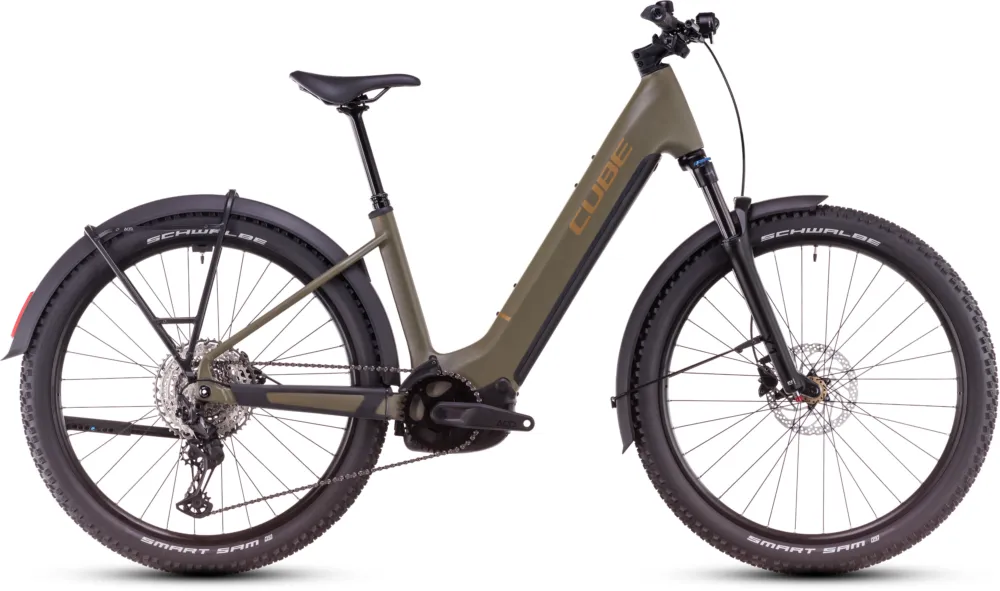 Günstig Cube Reaction Hybrid Pro 800 Allroad - 800 Wh - 27,5 Zoll - Tiefeinsteiger - dustyolive´n´gold - Größe XL