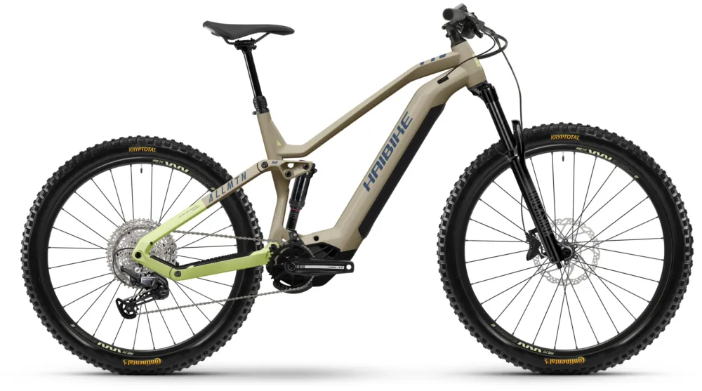 Neue Kollektion Haibike Allmtn 3 - 720 Wh - 29 - 27,5 Zoll - Fully - coffee/green/blue glänzend - Größe M