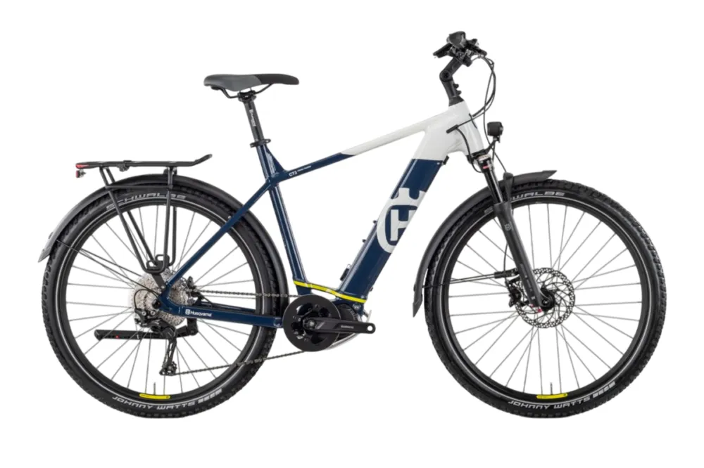 Ausverkauf Husqvarna Cross Tourer CT3 - 630 Wh - 27,5 Zoll - Diamant - White / Blue - Größe 60 CM