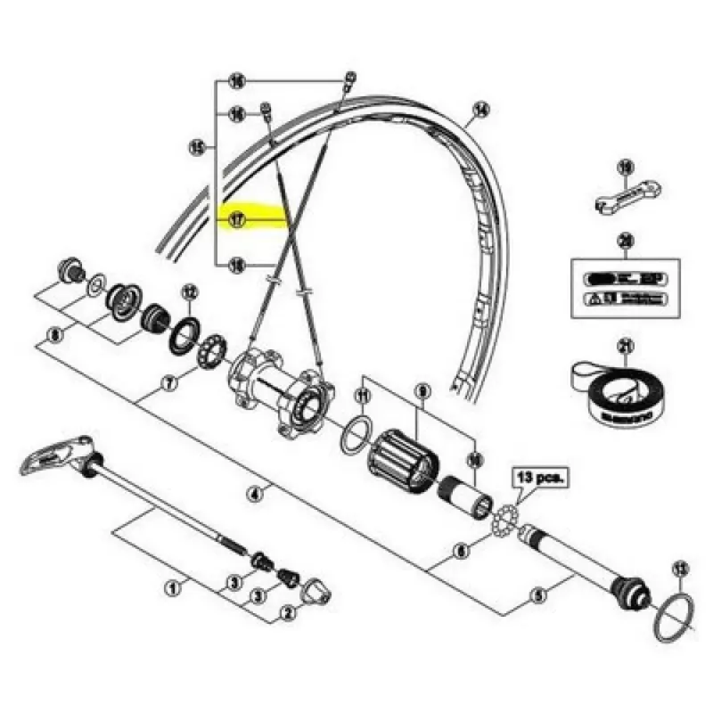 Shimano R9100 C24 CL Rear Right Speiche - 300 mm Kostenloser Rückversand