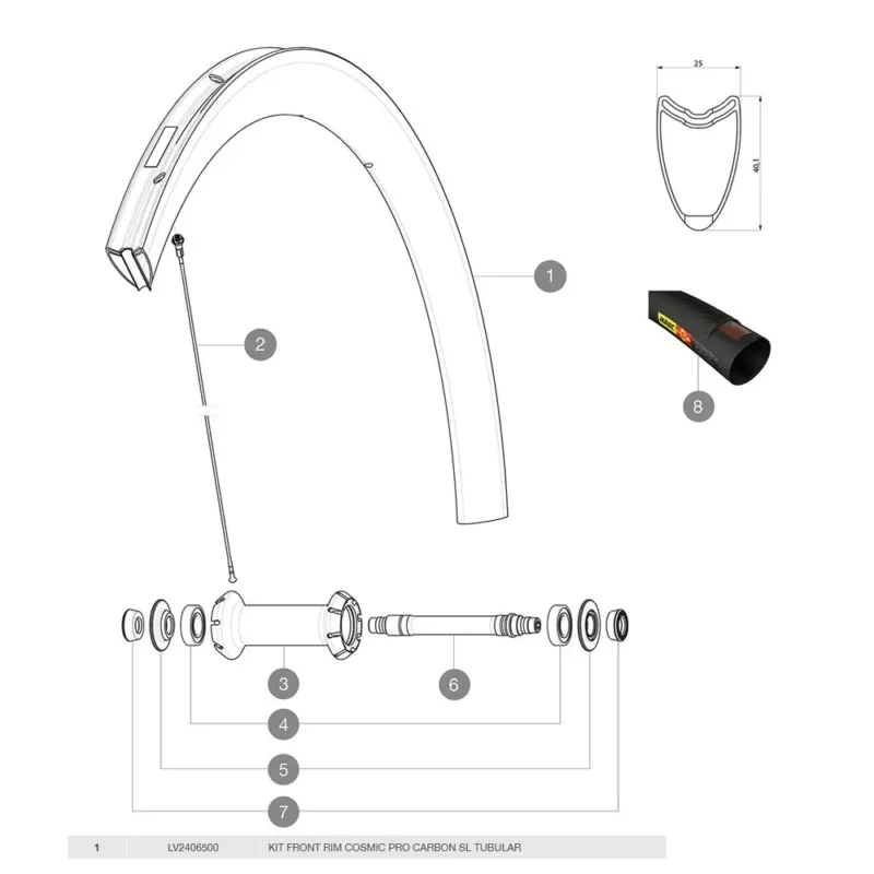 Mavic Cosmic Pro Carbon SL Tubular Front felge - 700 - 28´´ 16H Preiswert