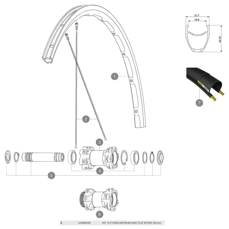 Preiswert Mavic Ksyrium Disc 2018 Linke Speichen 12 einheiten - 291 mm